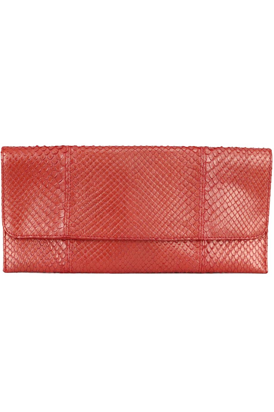 CARLOS FALCHI PYTHON AND LEATHER CLUTCH