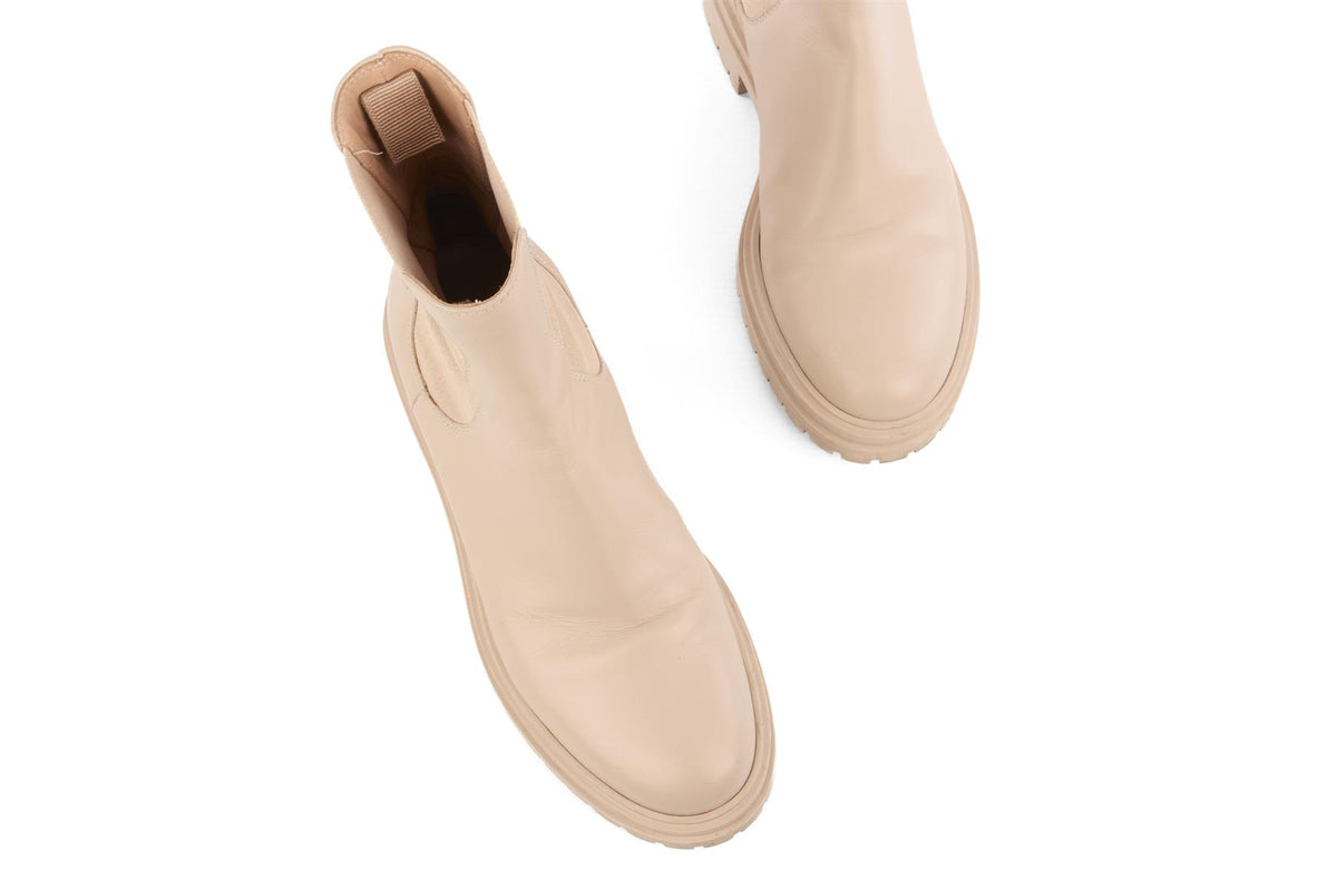 GIANVITO ROSSI BEIGE LEATHER ANKLE BOOTS EU 39 UK 6 US 9
