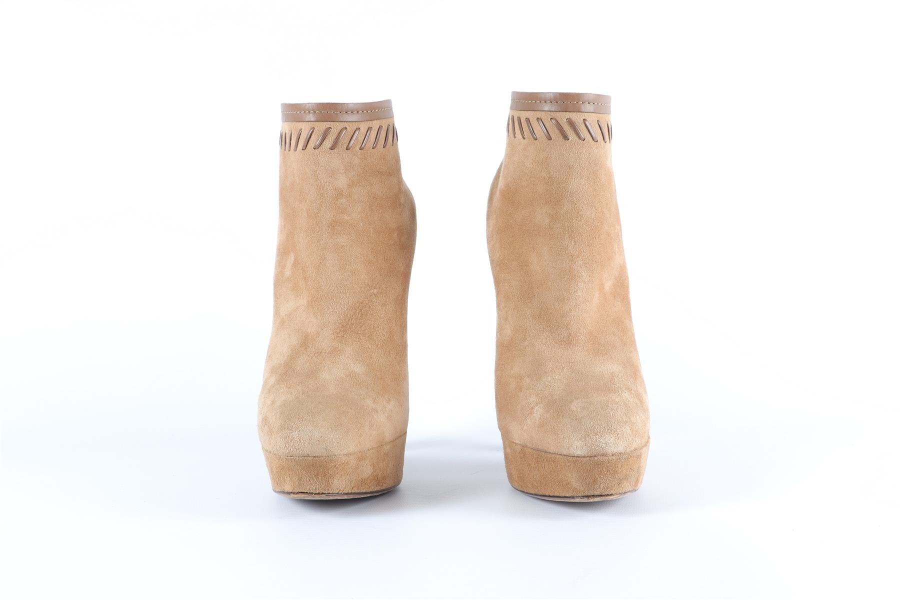 JIMMY CHOO BEIGE SUEDE ANKLE BOOTS EU 38.5, UK 5.5, US 8.5