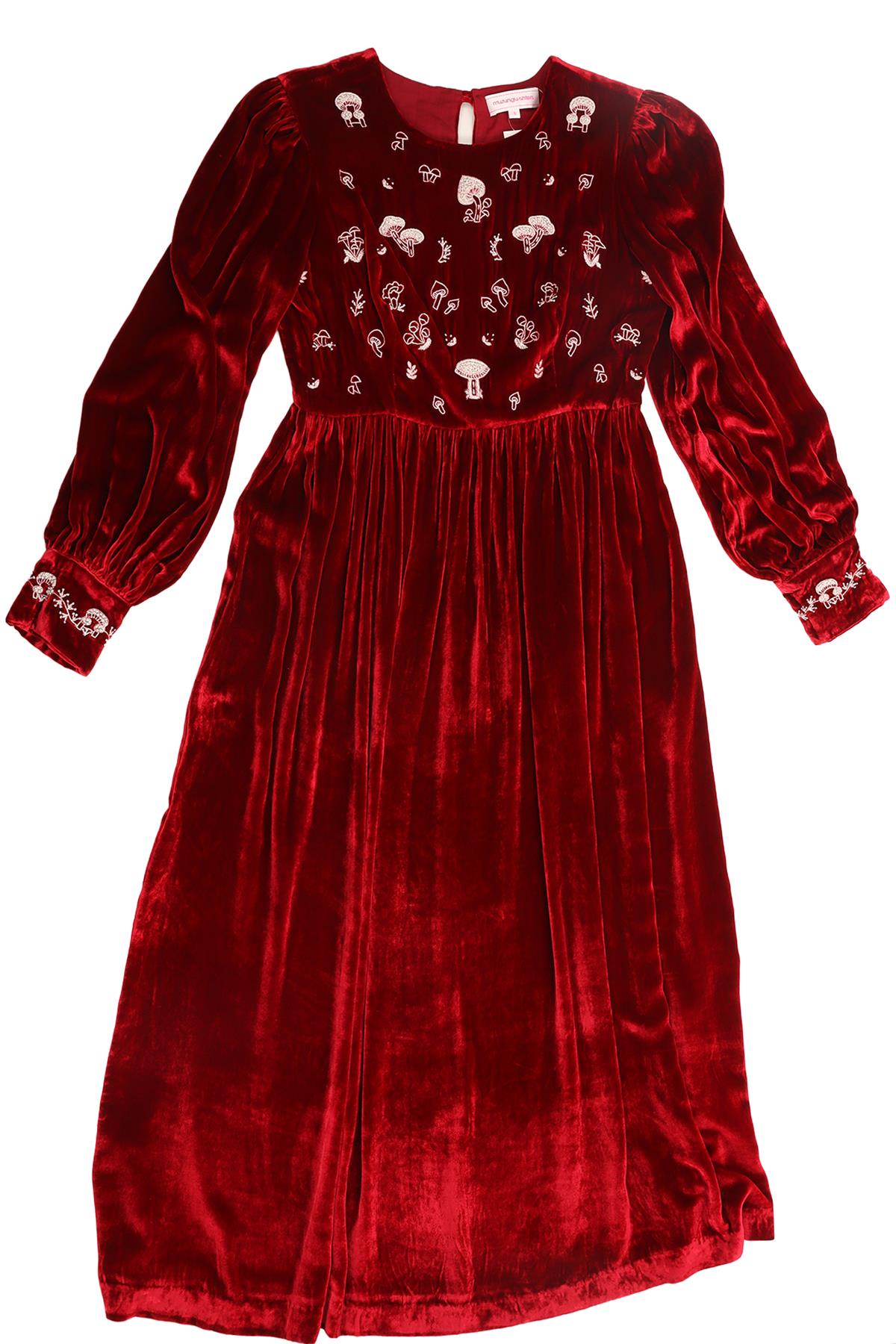 MUZUNGU SISTERS RED VELVET MAXI DRESS SMALL
