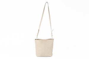 BOTTEGA VENETA ECRU INTRECCIATO LEATHER BUCKET BAG