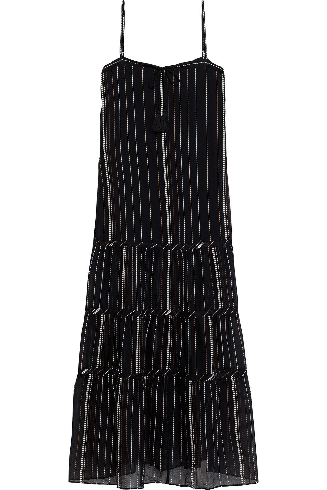 VIX FRAN TIERED EMBROIDERED COTTON VOILE MAXI DRESS LARGE