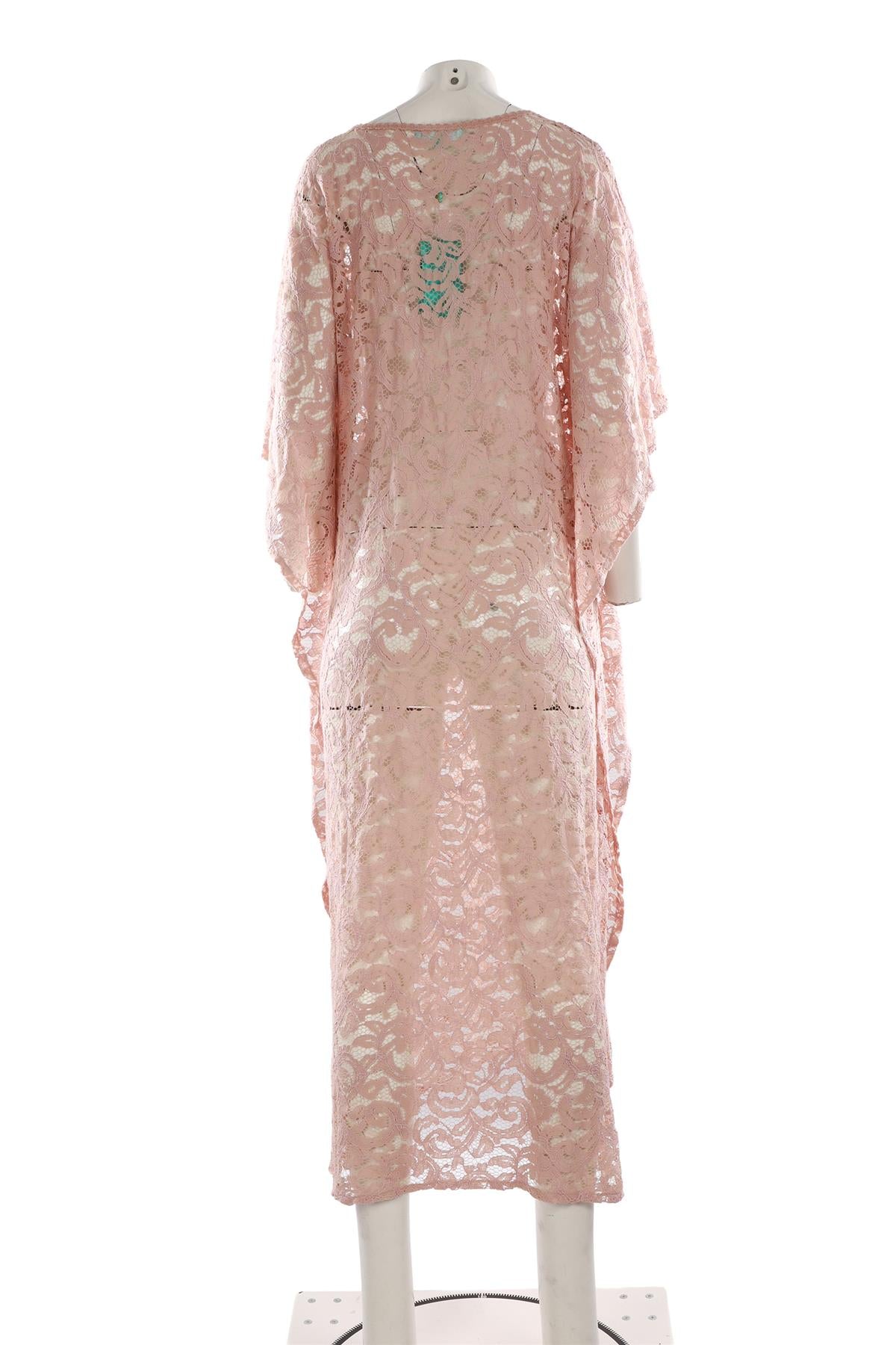 MELISSA ODABASH NUDE LACE KAFTAN