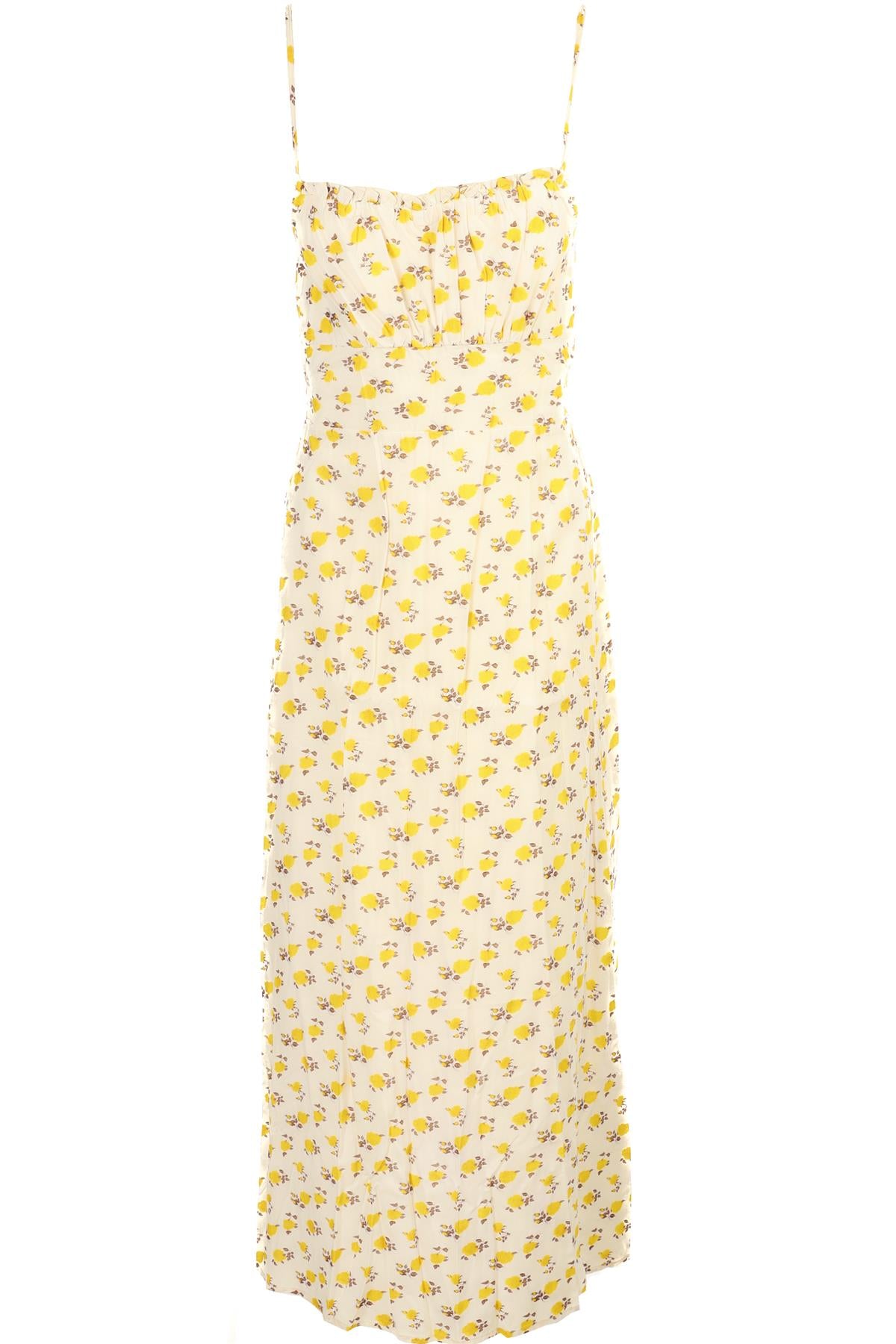 FAITHFULL YELLOW SATIN MAXI DRESS