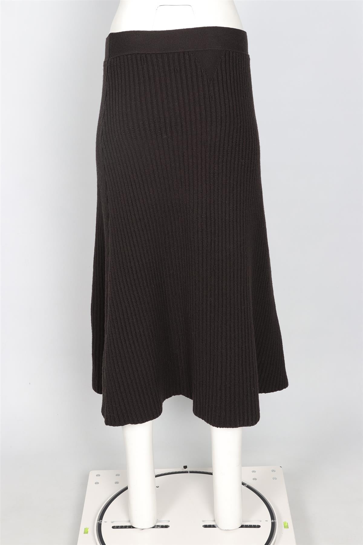 BOTTEGA VENETA BROWN WOOL MIDI SKIRT MEDIUM