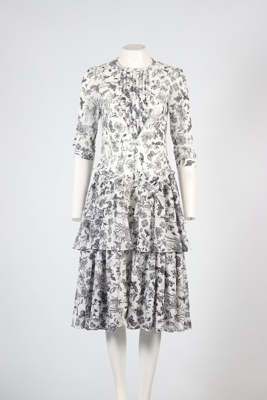 BORA AKSU FLORAL PRINT CREPE MIDI DRESS FR 40 UK 12