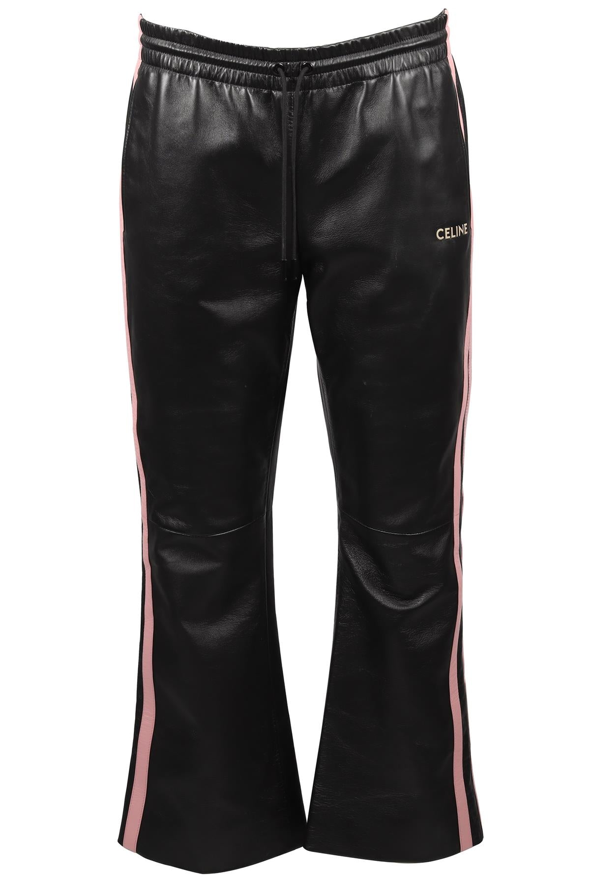 CELINE BLACK LEATHER STRAIGHT LEG PANTS FR 40 UK 12