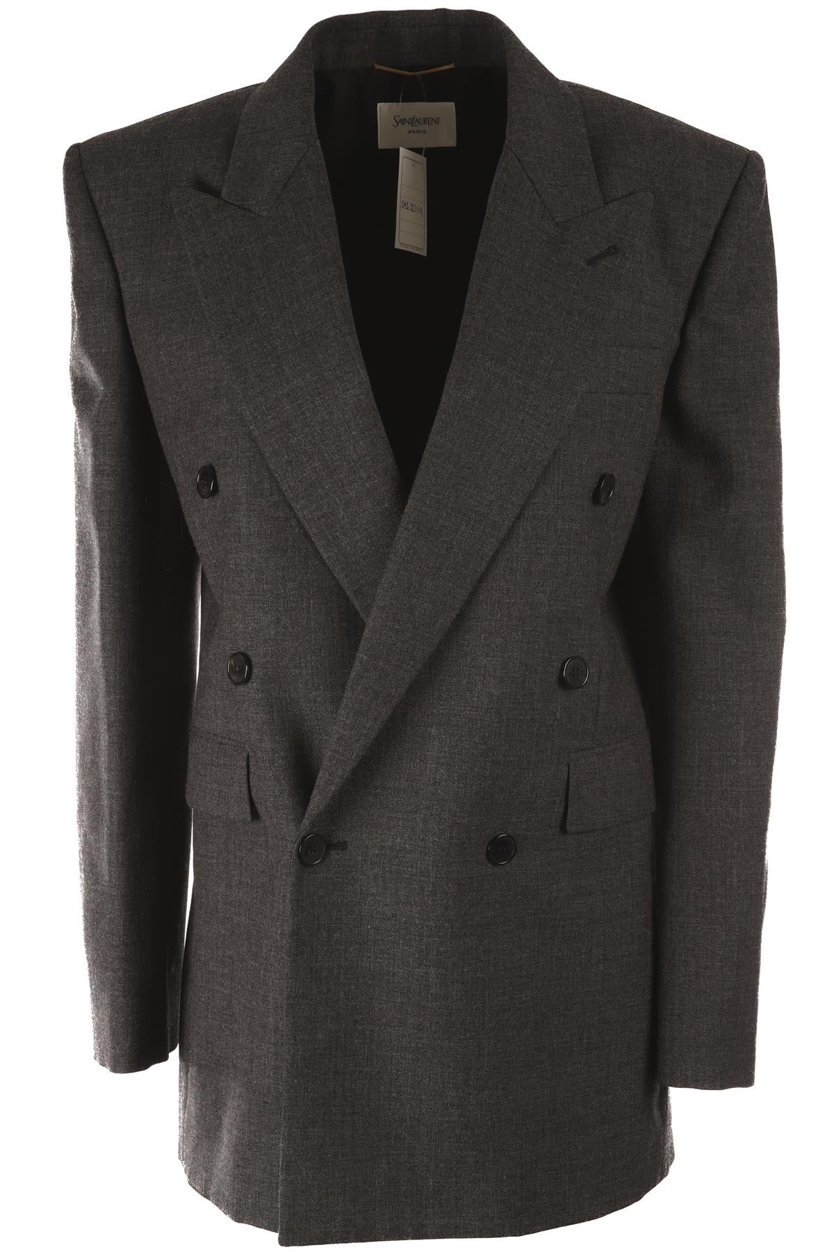 SAINT LAURENT GREY WOOL BLAZER UK 8