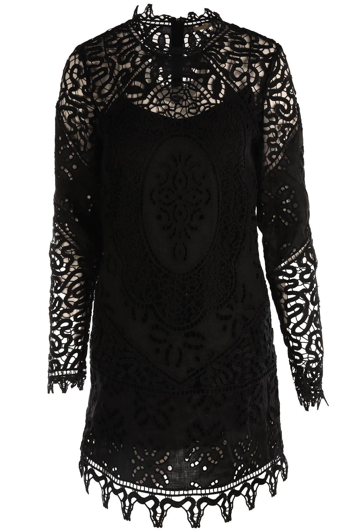 ULLA JOHNSON BLACK CROCHET MINI DRESS US 4 UK 8