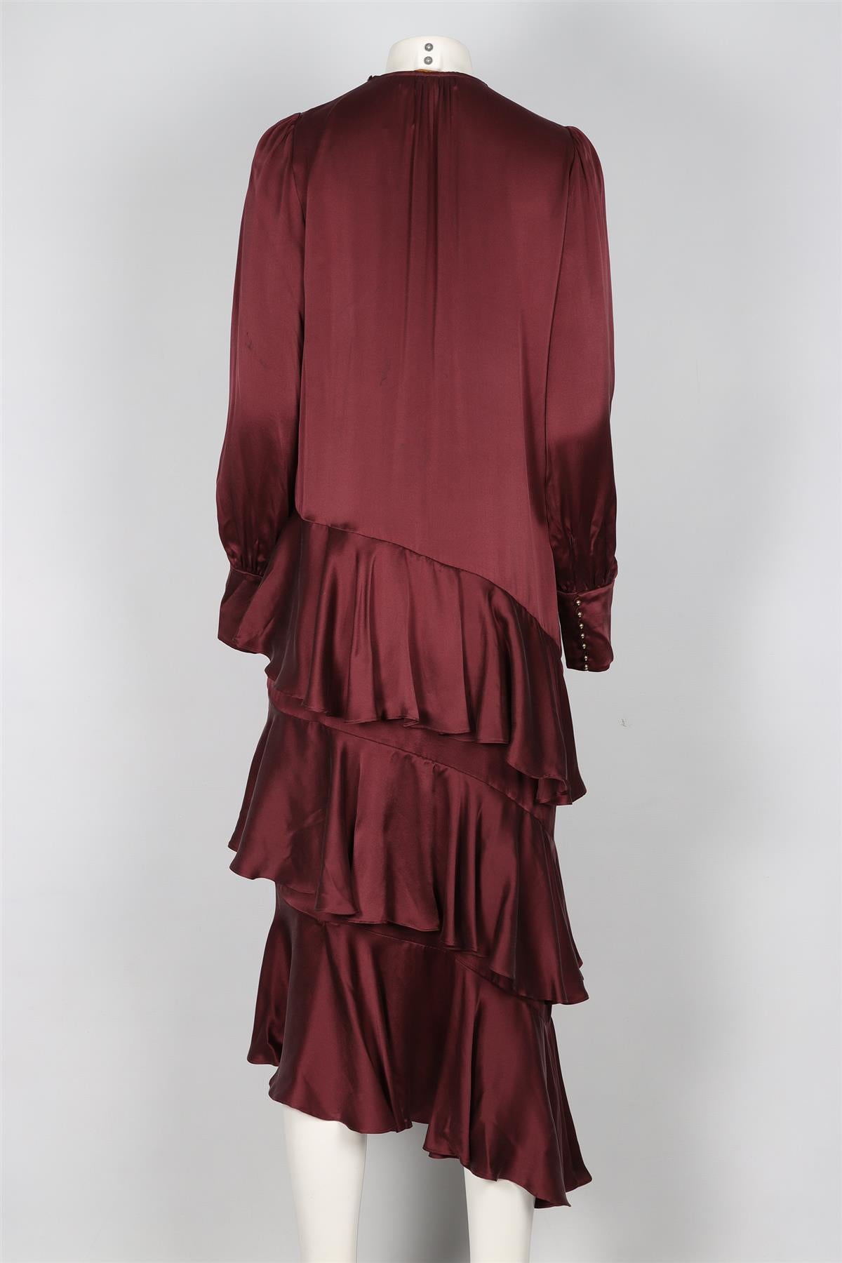 ZIMMERMANN BURGUNDY SILK MAXI DRESS SMALL