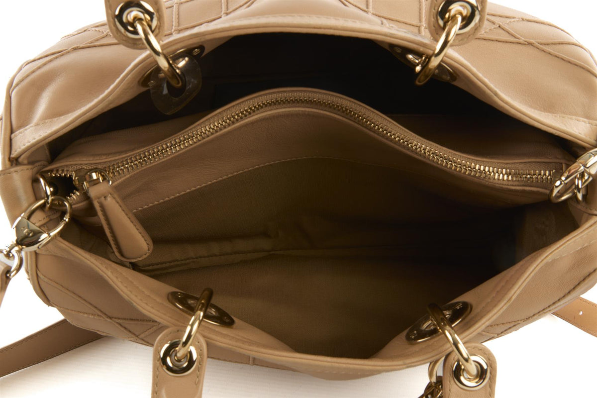 CHRISTIAN DIOR BEIGE GRANVILLE CANNAGE LEATHER TOTE BAG