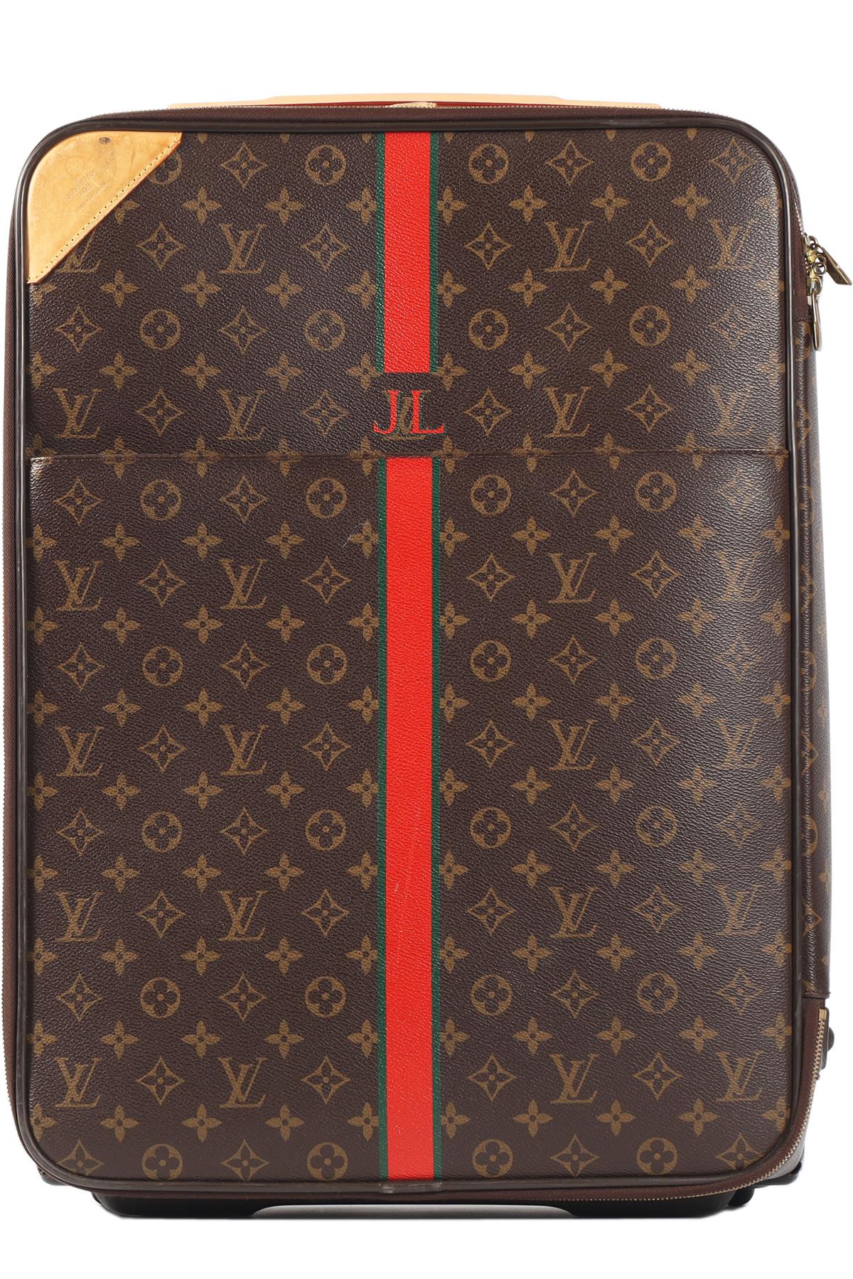 LOUIS VUITTON BROWN 2010 PEGASE 55 COATED CANVAS SUITCASE