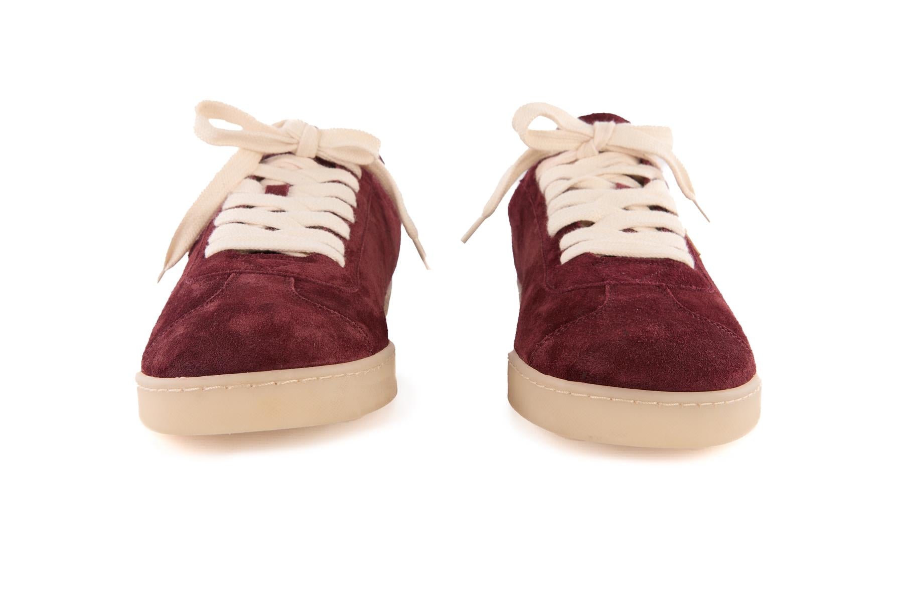 PRADA BURGUNDY MEN'S LANE SUEDE SNEAKERS EU 43.5 UK 9.5 US 10.5