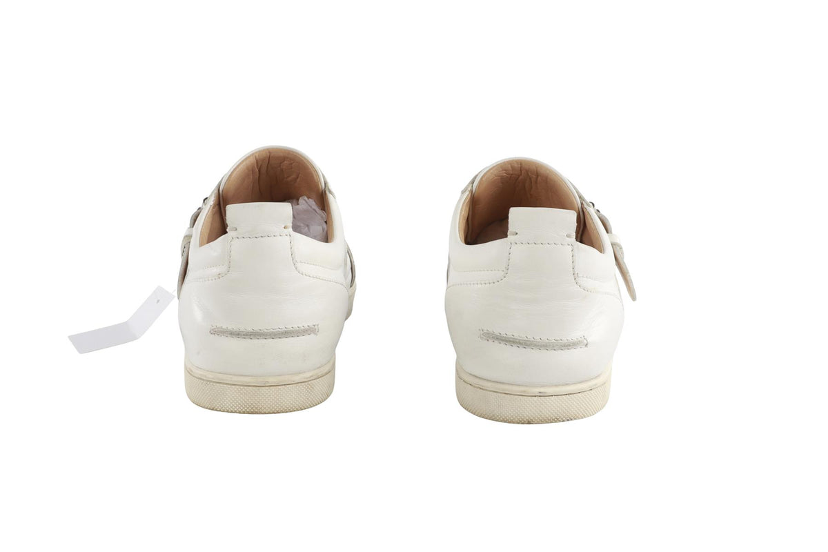 CHRISTIAN LOUBOUTIN WHITE MEN'S LEATHER SNEAKERS EU 43.5 UK 9.5 US 10.5
