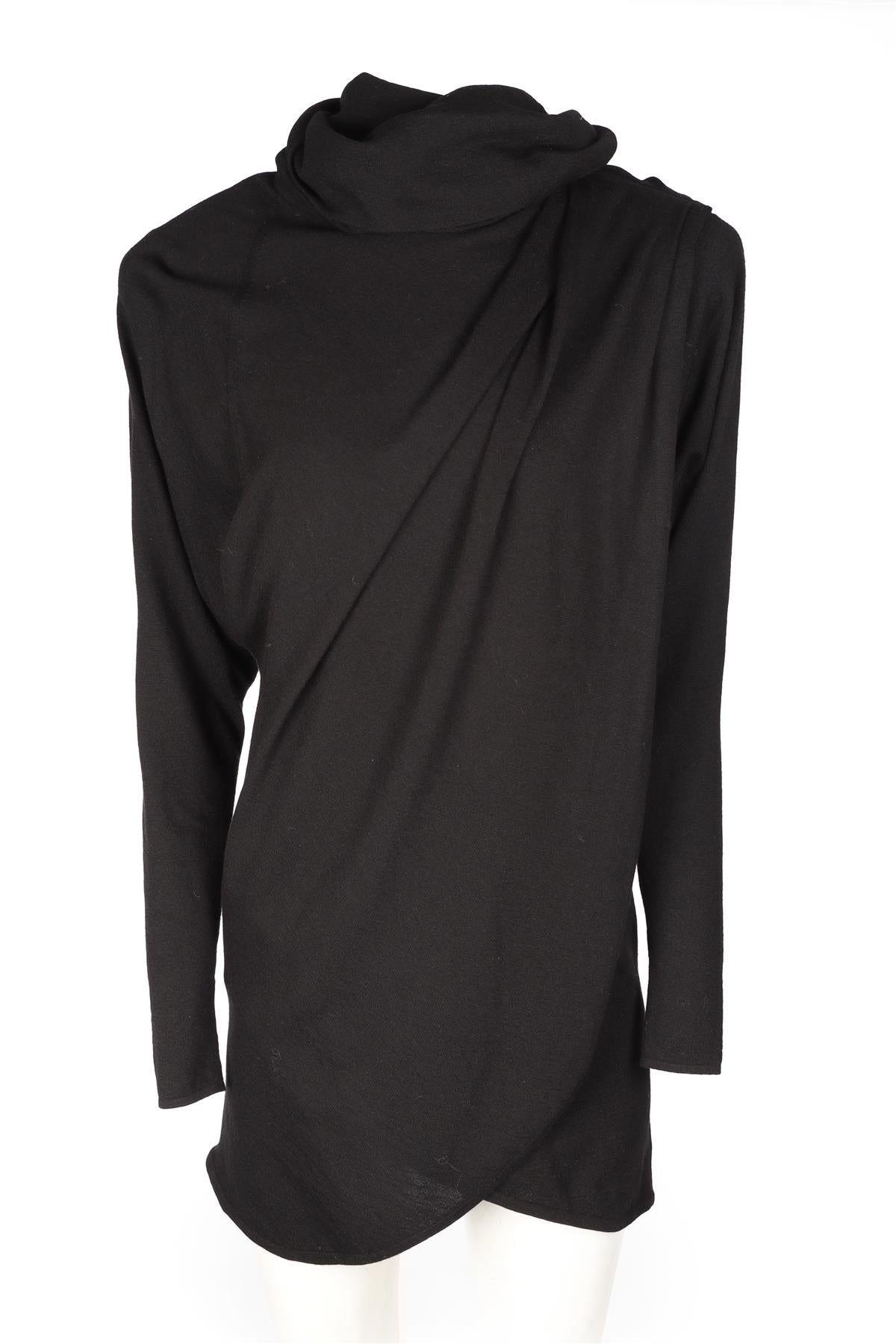SAINT LAURENT BLACK WOOL MINI DRESS SMALL