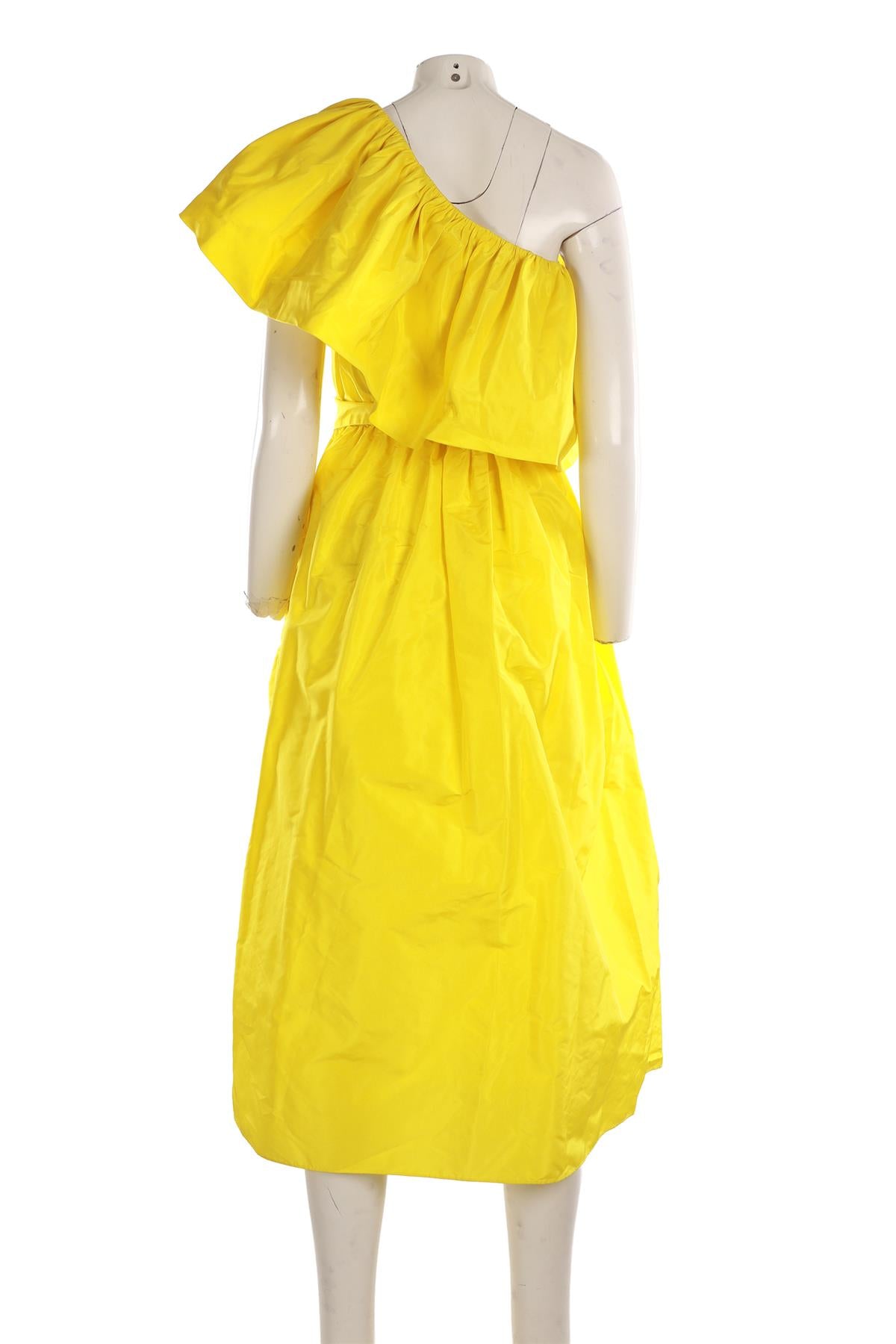 ADAM LIPPES YELLOW SILK MIDI DRESS XSMALL