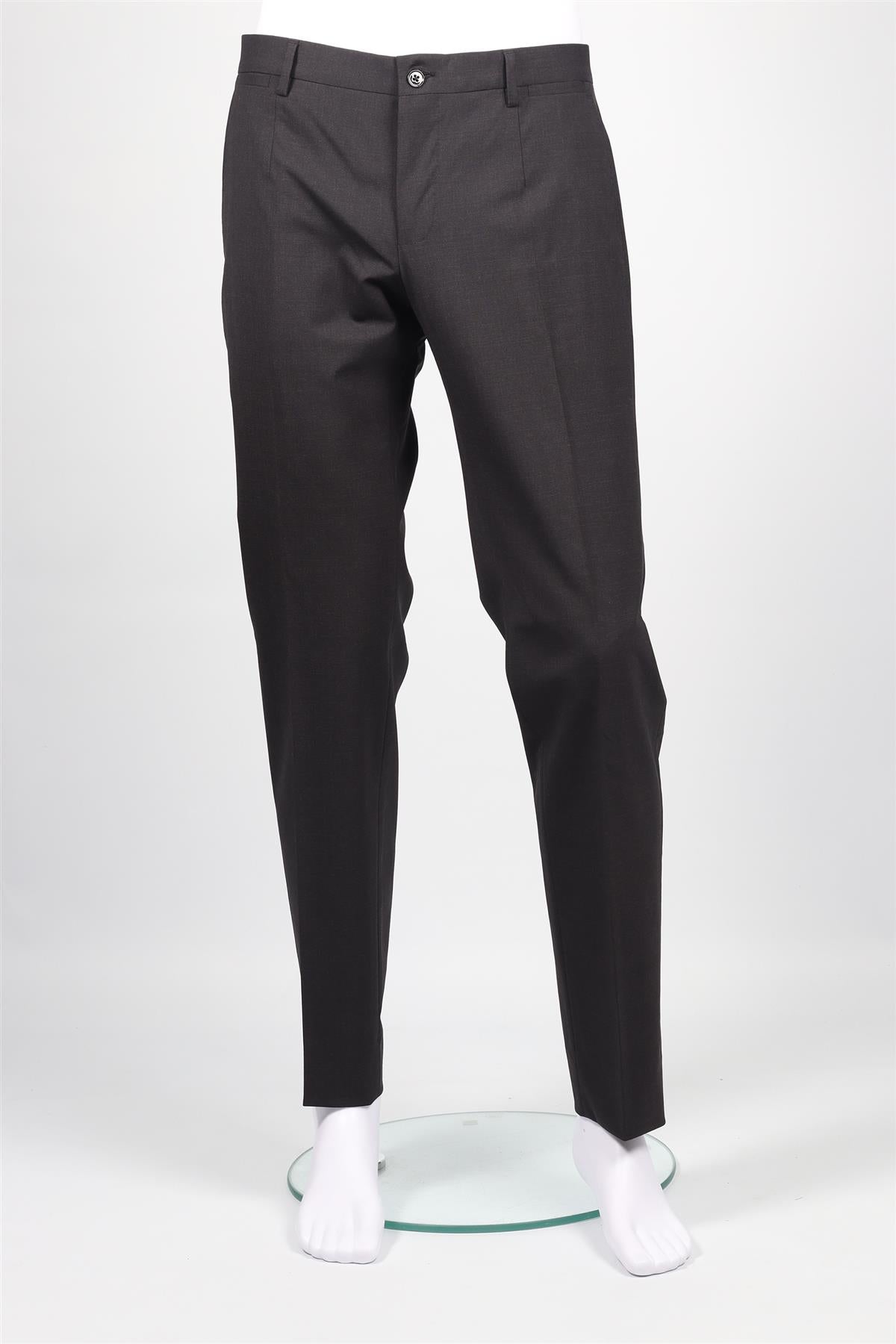 DOLCE & GABBANA GREY MEN'S WOOL BLEND STRAIGHT LEG PANTS IT 48 UK 32