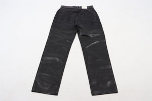 AGOLDE BLACK DENIM AND LEATHER STRAIGHT LEG PANTS W27 UK 8-10