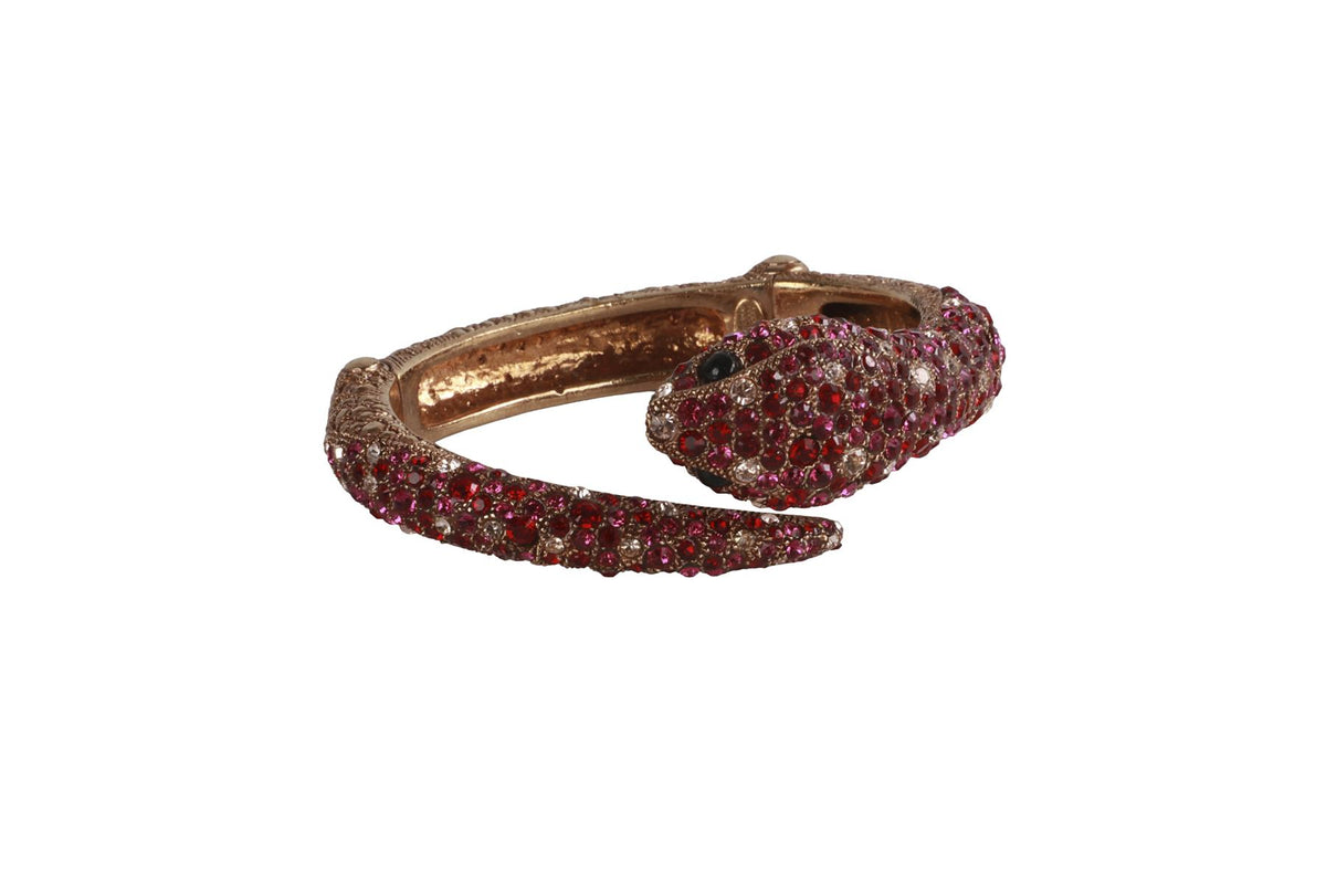 ROBERTO CAVALLI PINK CRYSTAL AND GOLD TONE BRACELET