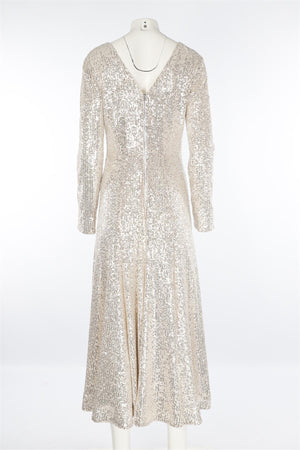 E. STOTT SLIVER SEQUIN MAXI DRESS
