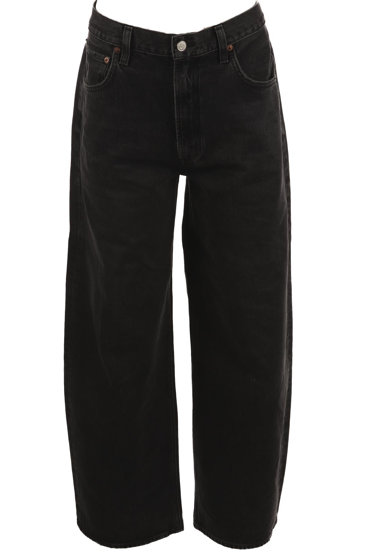 AGOLDE BLACK HIGH RISE WIDE LEG PANTS W30 UK 12