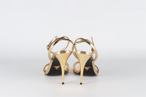 PRADA GOLD PATENT LEATHER SANDALS EU 38.5 UK 5.5 US 8.5