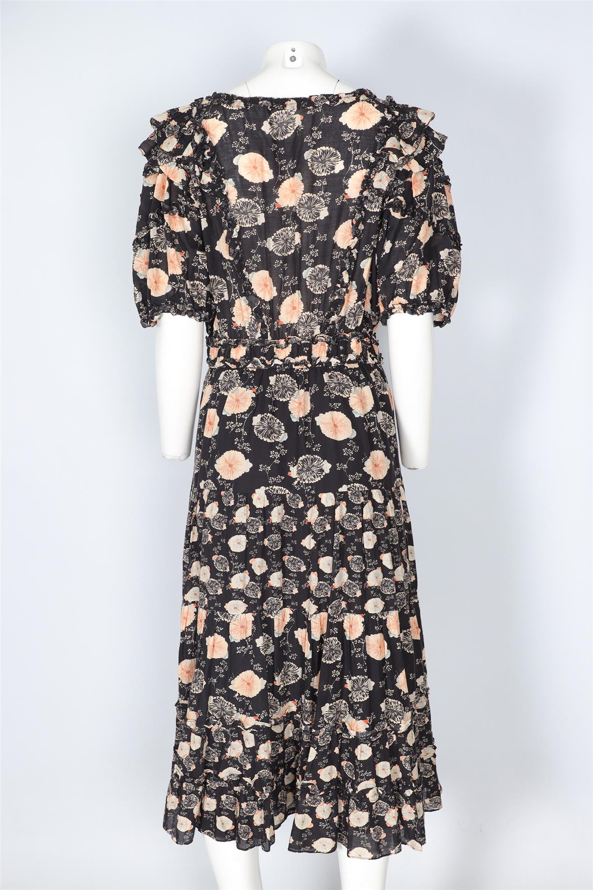 ULLA JOHNSON BLACK COTTON MAXI DRESS US 10 UK 14