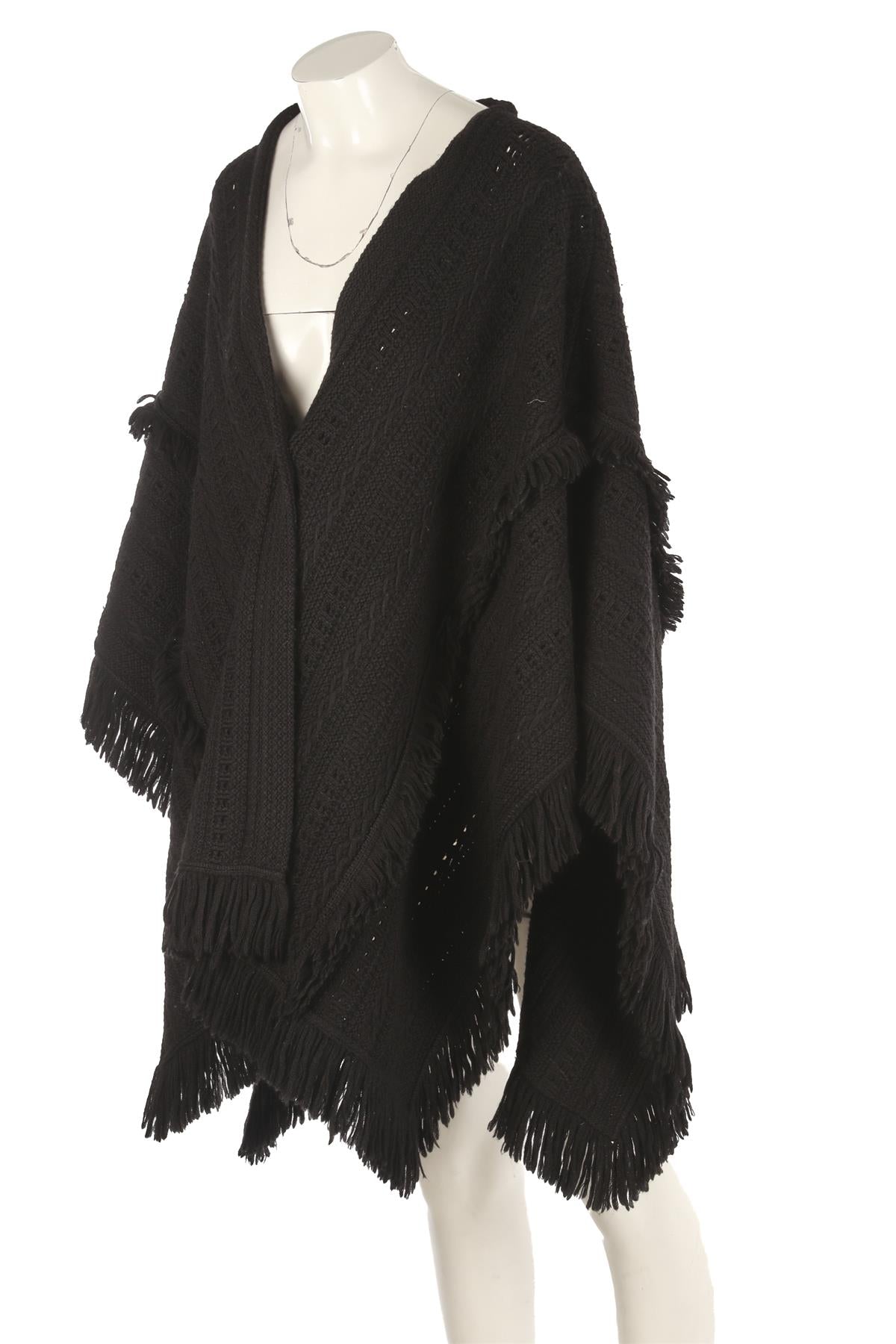 SAINT LAURENT BLACK WOOL PONCHO XSMALL