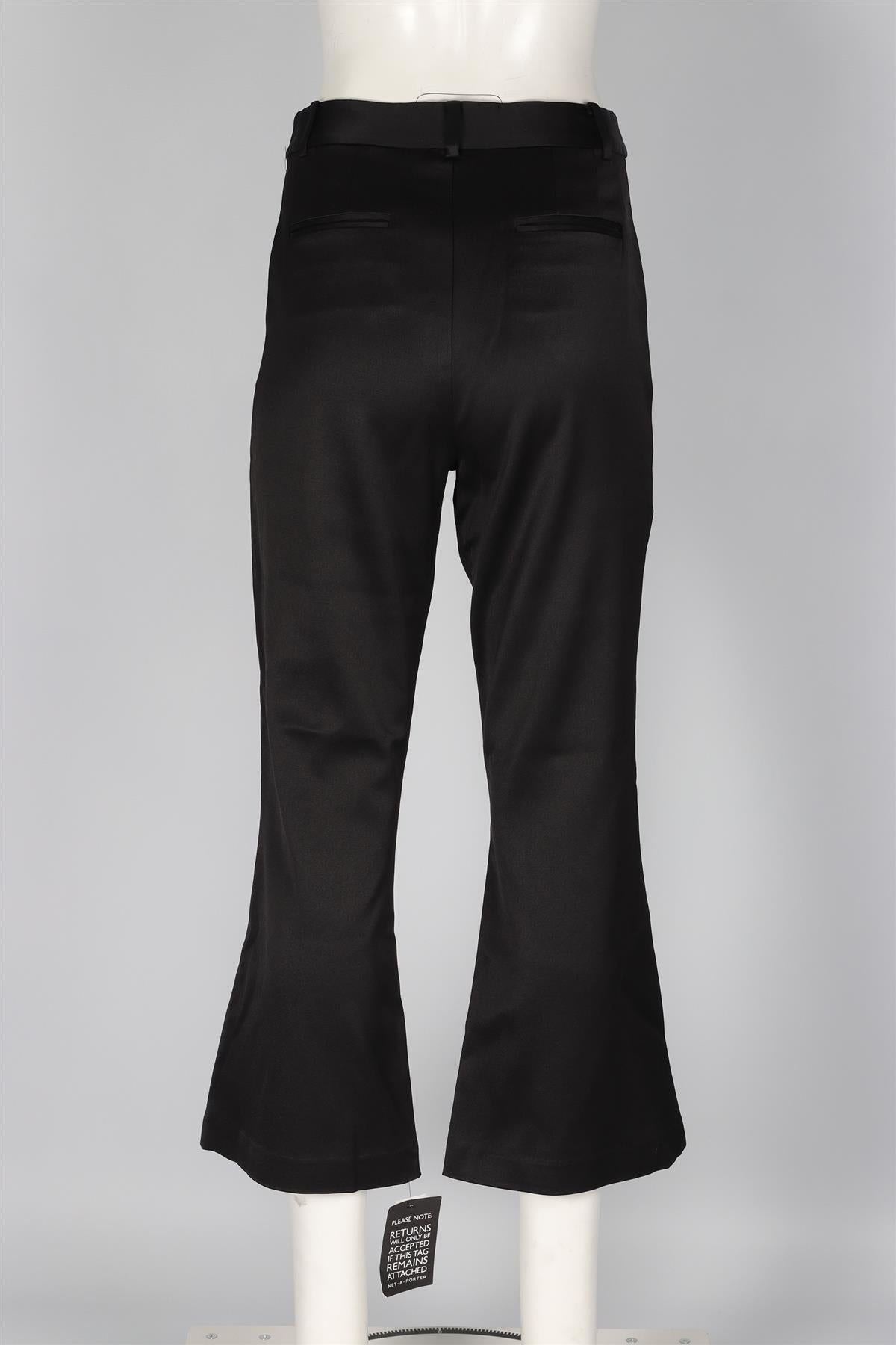 FRAME BLACK SATIN FLARED PANTS UK 12