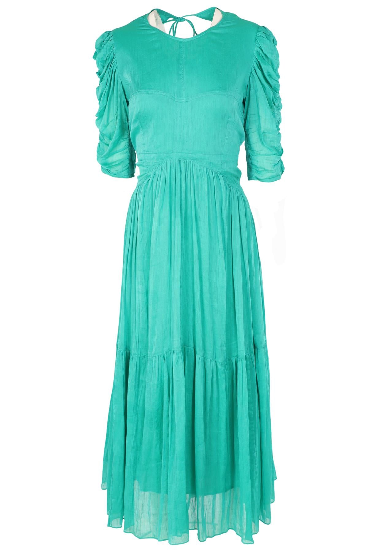 ISABEL MARANT GREEN SILK MAXI DRESS FR 44 UK 16