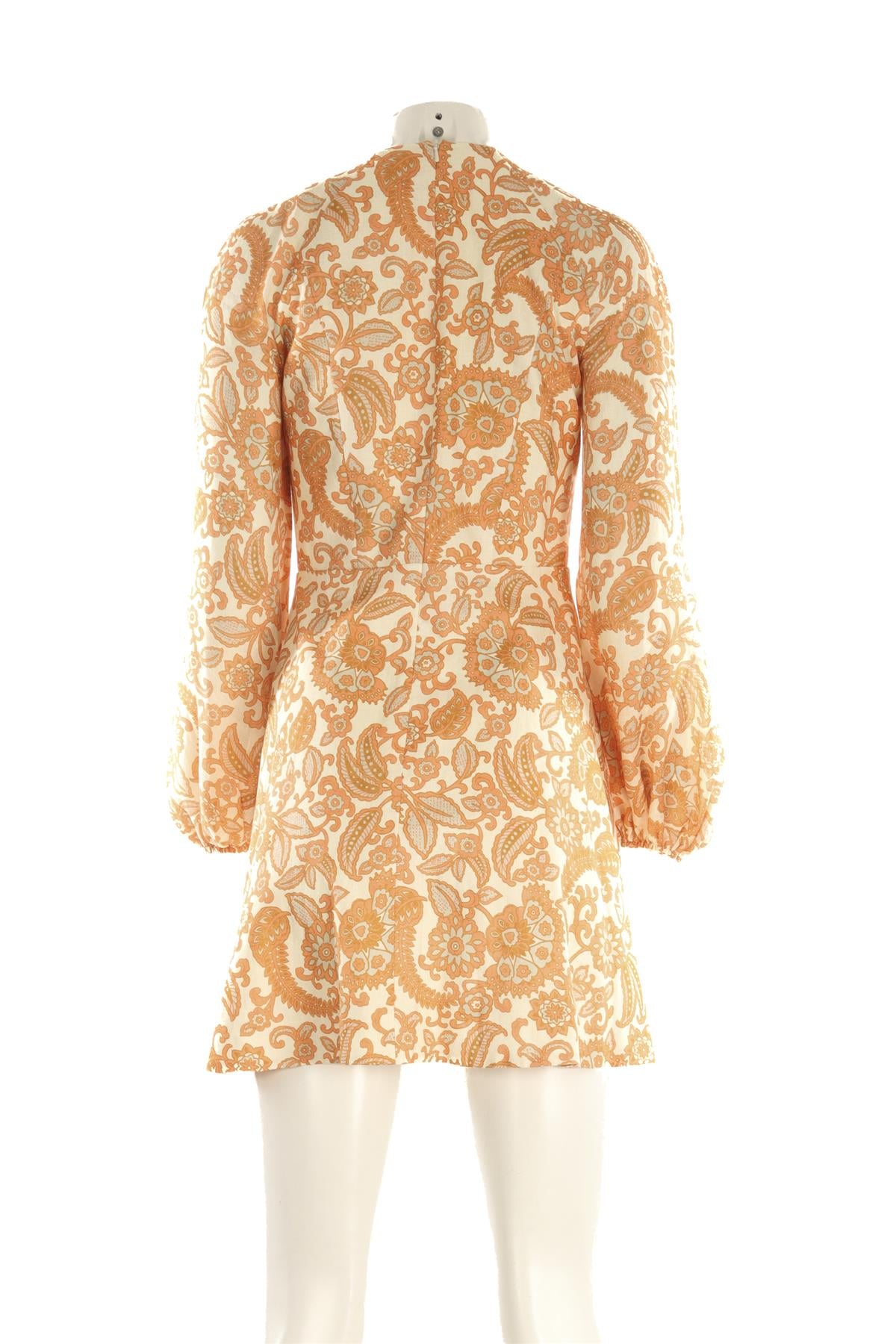 ZIMMERMANN ORANGE LINEN MINI DRESS UK 10