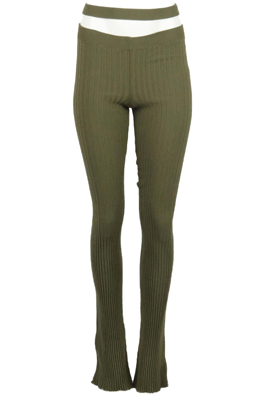 ANDREADAMO CUTOUT RIBBED KNIT FLARED PANTS SMALL