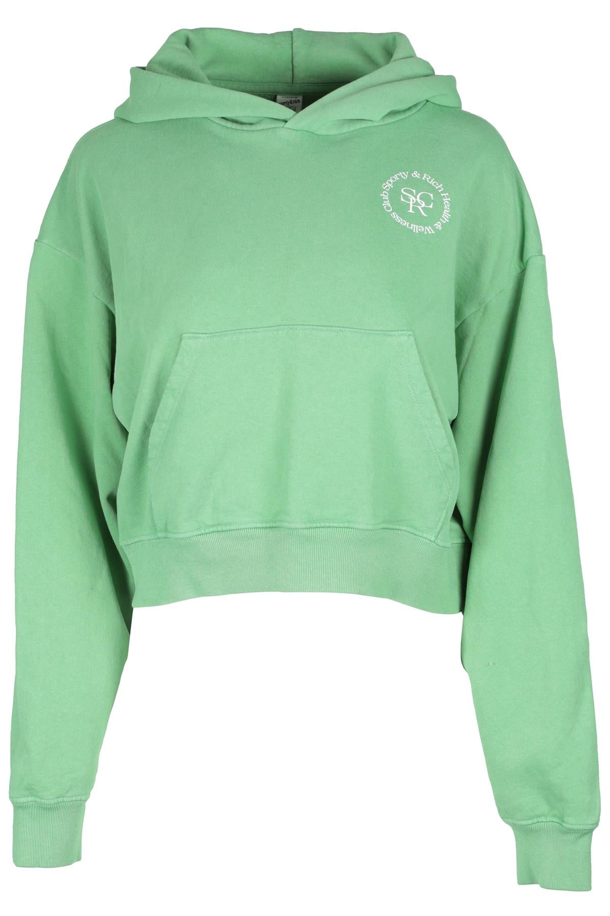 SPORTY & RICH GREEN COTTON HOODIE SMALL