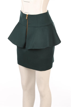 PIERRE BALMAIN GREEN WOOL MINI SKIRT FR 38 UK 10