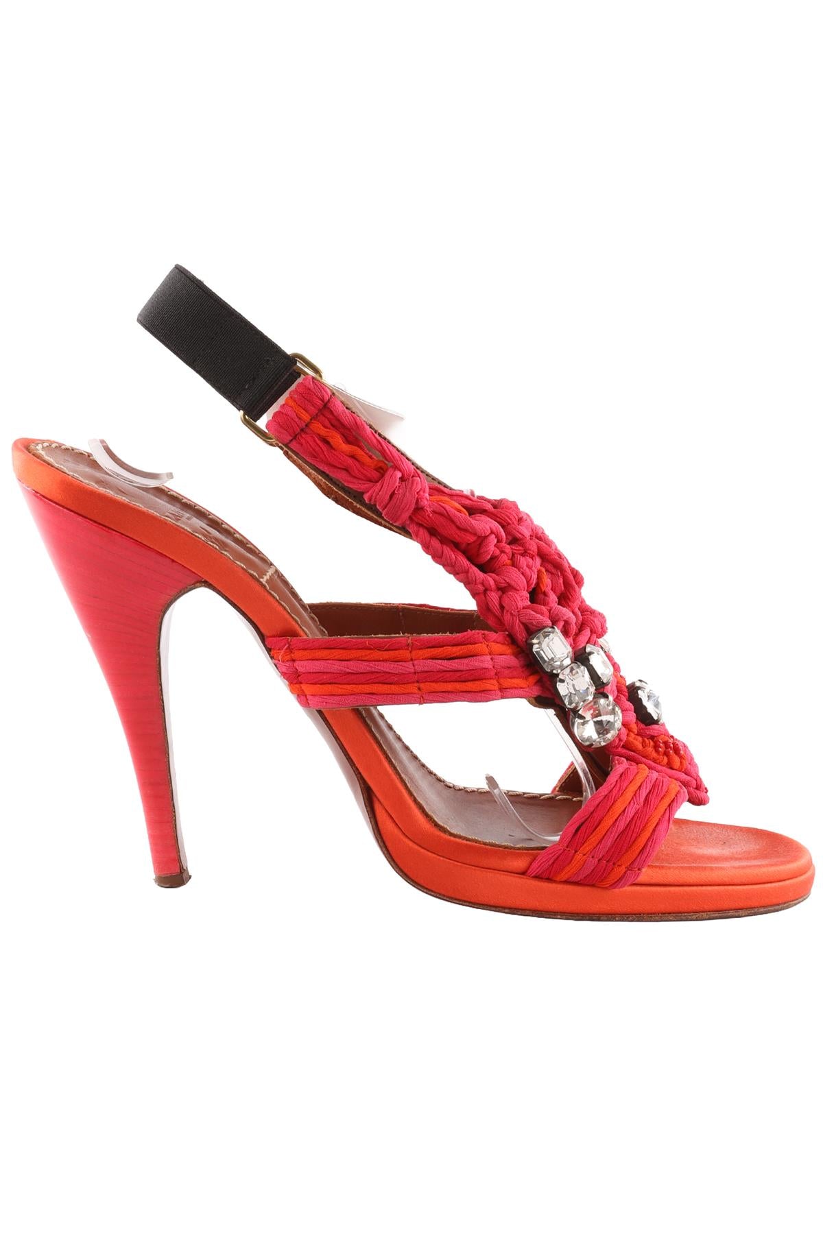 LANVIN RED SATIN SANDALS EU 41