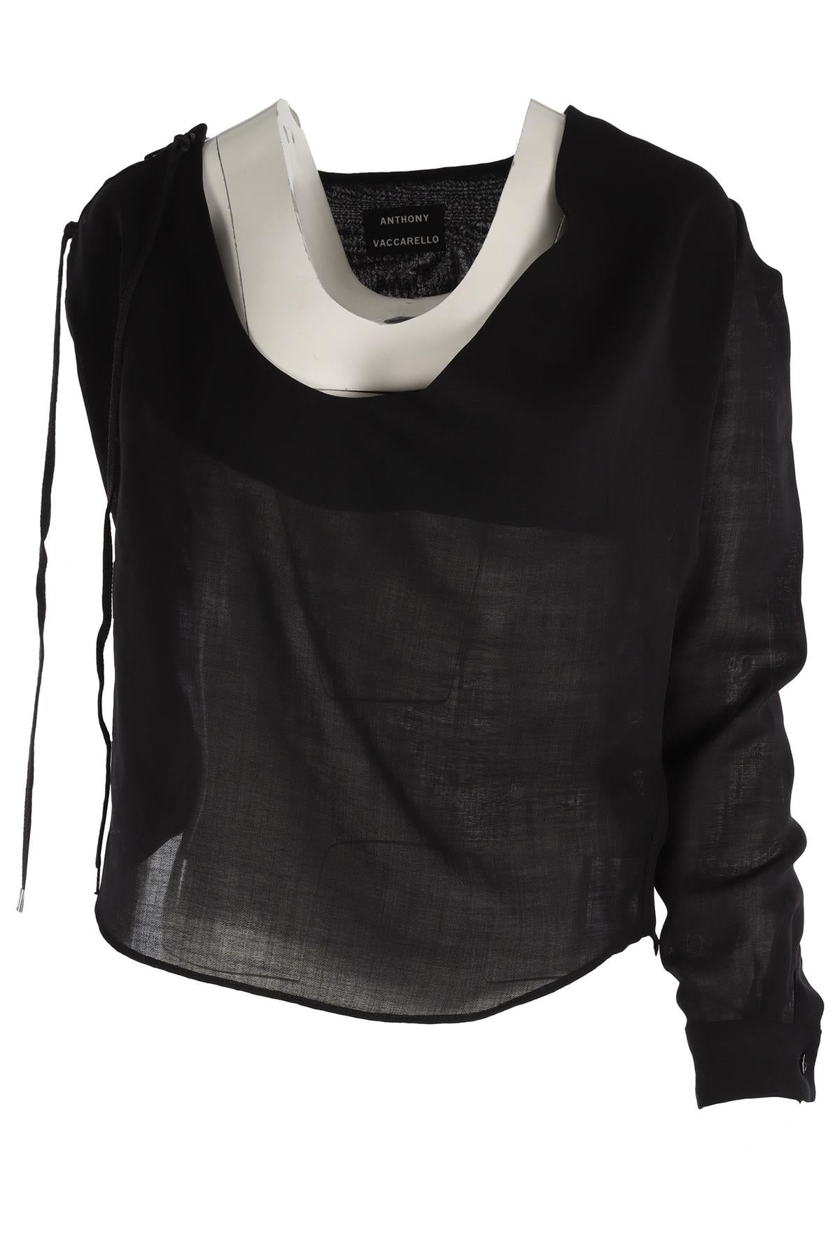 ANTHONY VACCARELLO BLACK WOOL TOP FR 36 UK 8