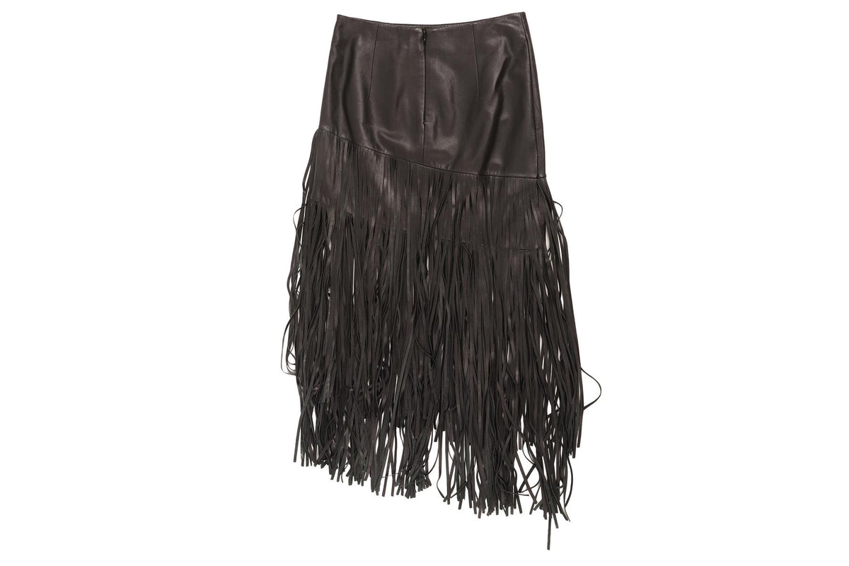 INTERMIX BLACK LEATHER MIDI SKIRT XSMALL