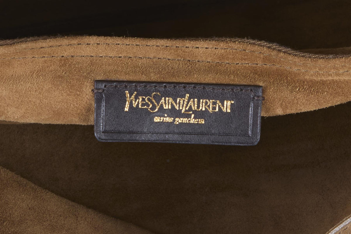 YVES SAINT LAURENT BROWN MUSE TWO SUEDE TOTE BAG