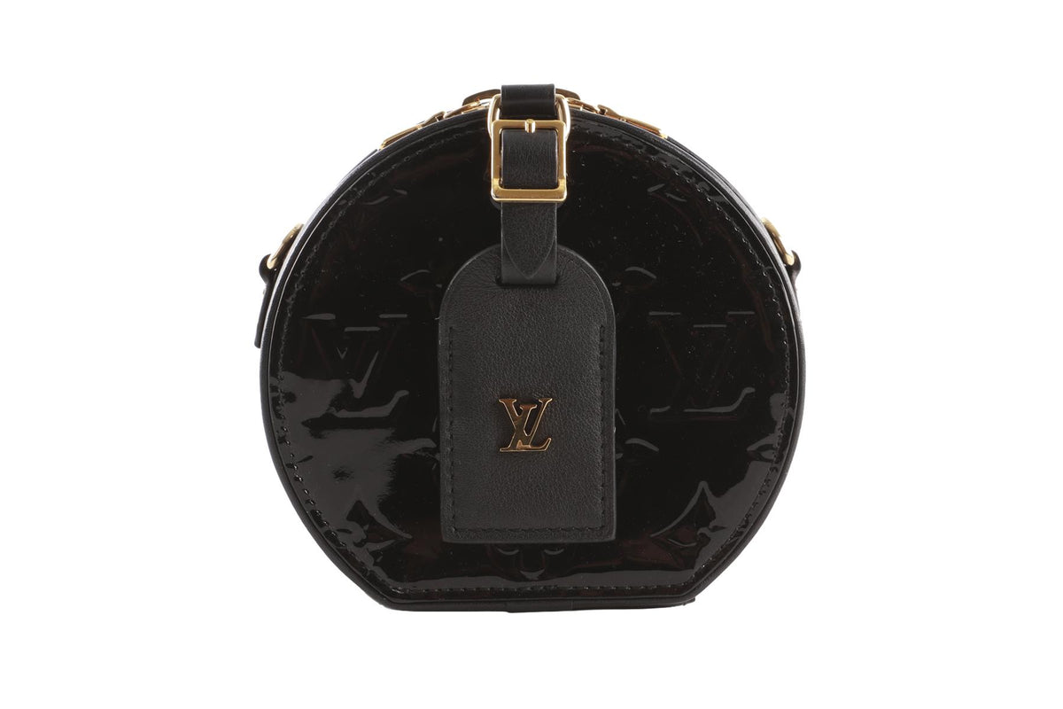 LOUIS VUITTON BLACK 2019 BOÎTE CHAPEAU MINI MONOGRAM PATENT LEATHER CROSSBODY BAG