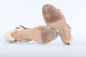 MANOLO BLAHNIK WHITE LEATHER SANDALS EU 38 UK 5 US 8