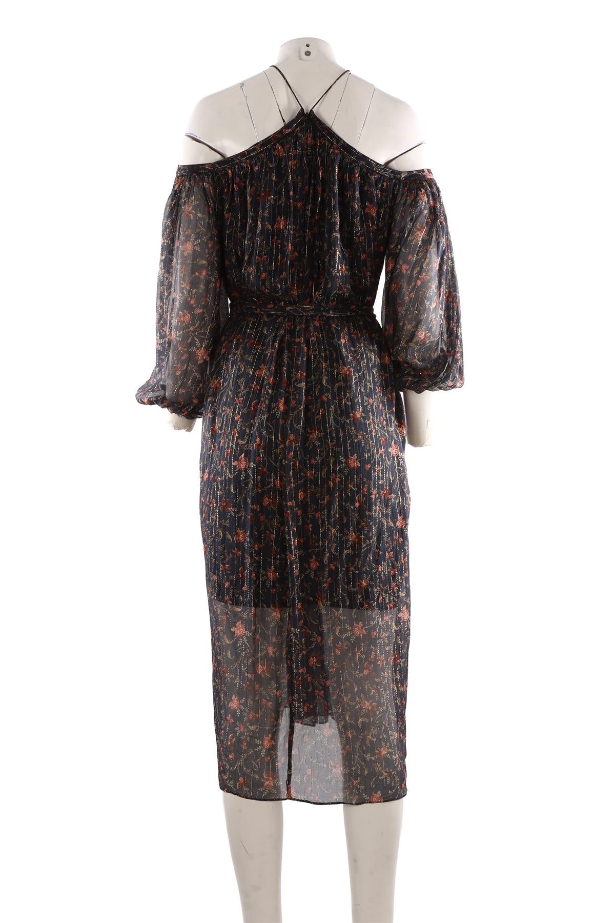 NAVY SILK MAXI DRESS