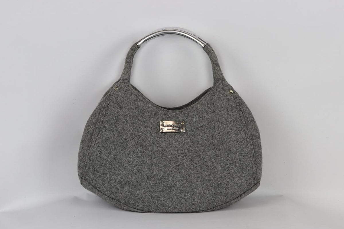 KATE SPACE LEATHER TRIMMED WOOL FELT SHOULDER BAG