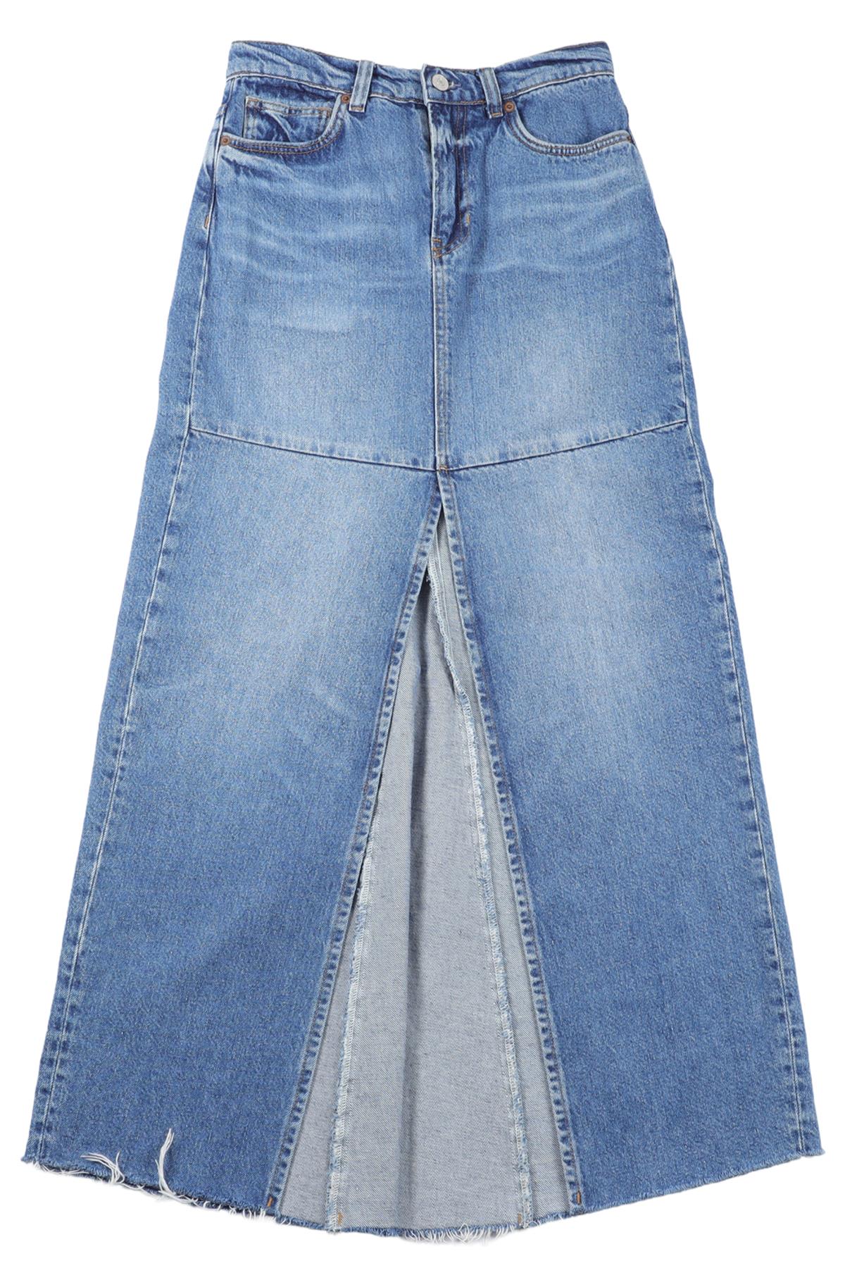 REFORMATION BLUE DENIM MAXI SKIRT W24 UK 6