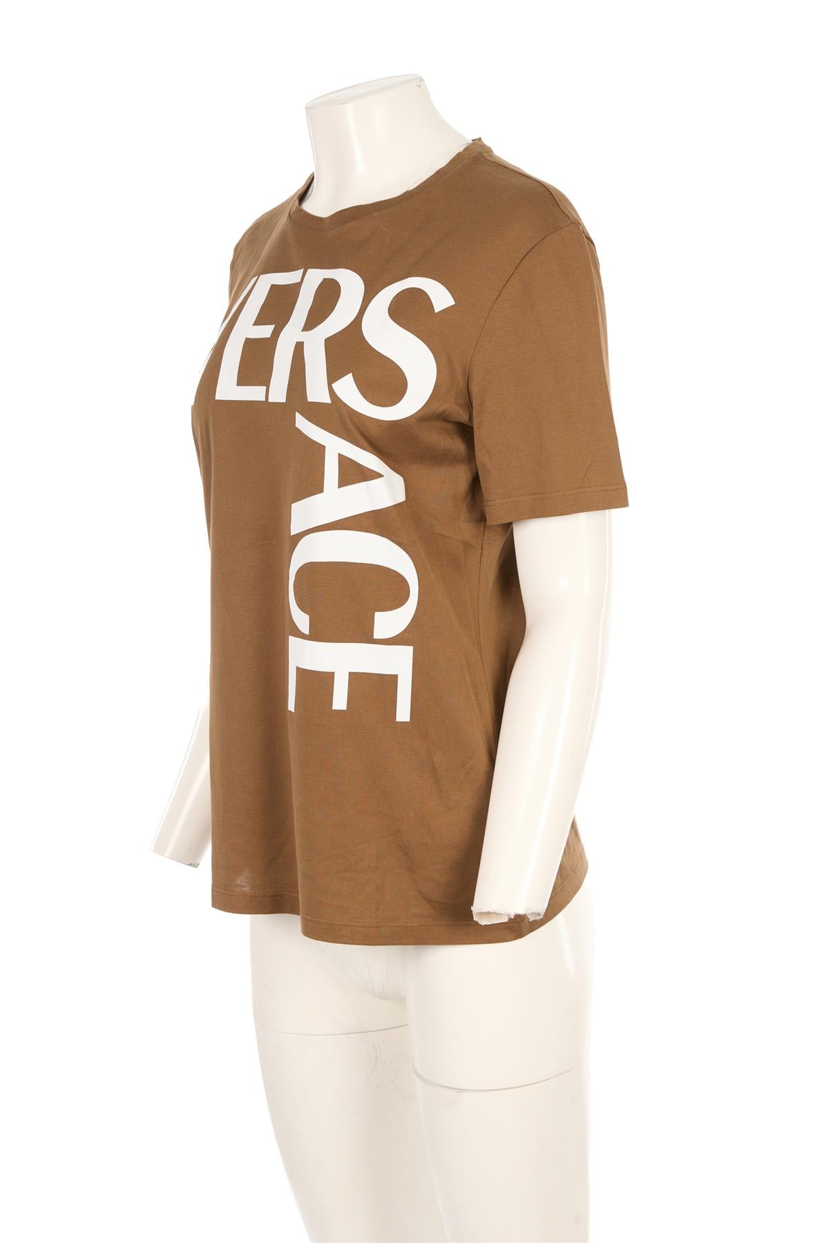 VERSACE KHAKI COTTON T-SHIRT IT 40 UK 8