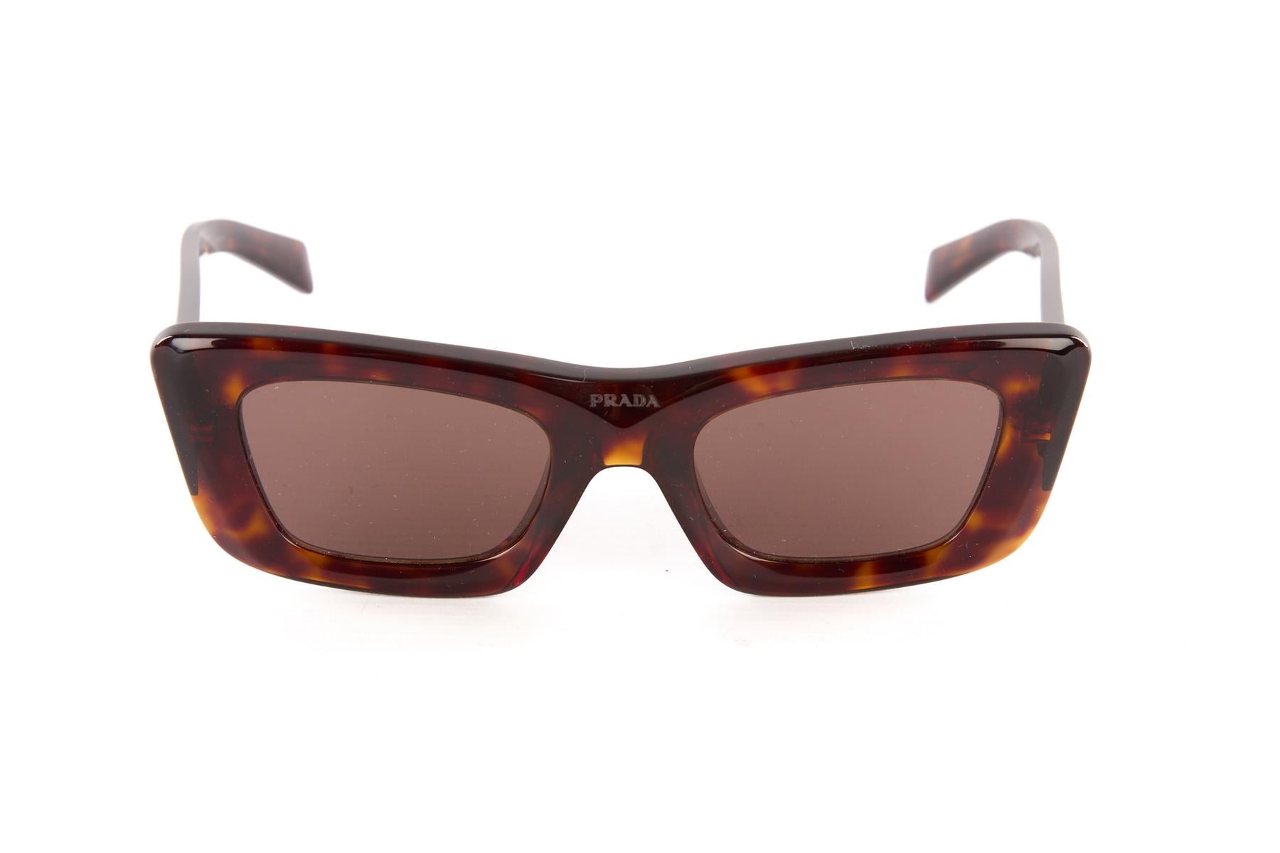 PRADA BROWN CAT EYE ACETATE SUNGLASSES