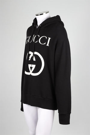 GUCCI BLACK MEN'S COTTON HOODIE LARGE