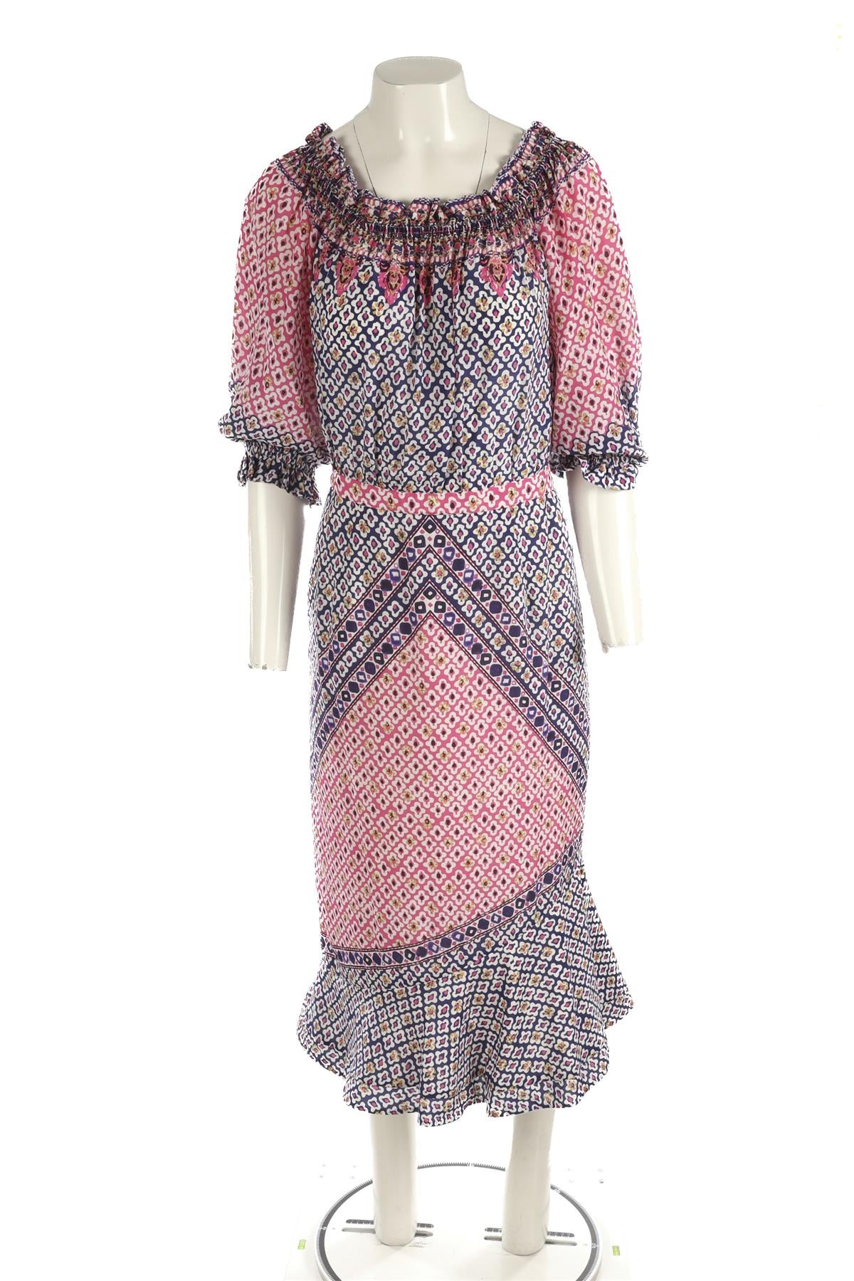 SALONI MULTI SILK MIDI DRESS UK 12