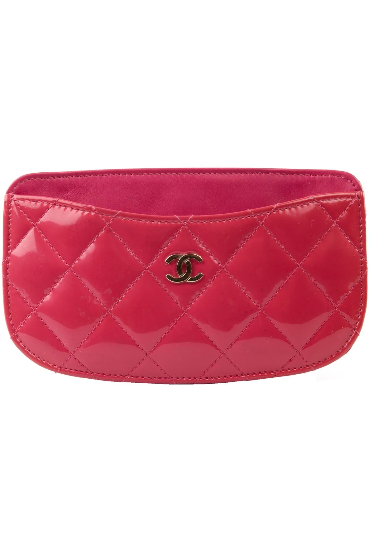 CHANEL PINK 2014 QUILTED PATENT LEATHER WALLET