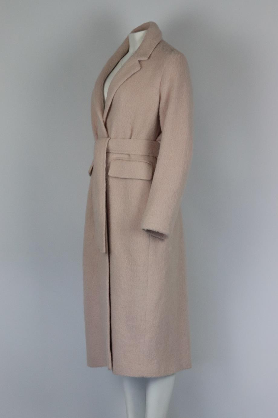 VINCE BELTED BRUSHED WOOL BLEND COAT LARGE