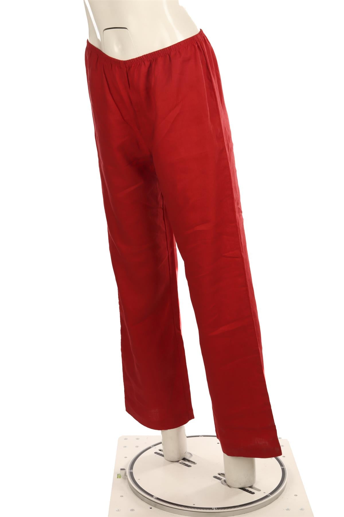 DONNI RED LINEN STRAIGHT LEG PANTS SMALL